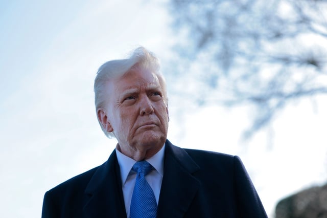 WASHINGTON, DC - MARCH 21: U.S. President Donald Trump speaks to reporters before boarding Marine One at the White House on March 21, 2025 in Washington, DC. Trump is traveling to Bedminster, New Jersey and is expected to attend the 2025 NCAA Division I Men’s Wrestling Championship in Philadelphia tomorrow. (Photo by Anna Moneymaker/Getty Images)