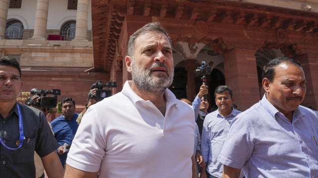 Leader of Opposition in the Lok Sabha Rahul Gandhi during the Budget session of Parliament, in New Delhi.