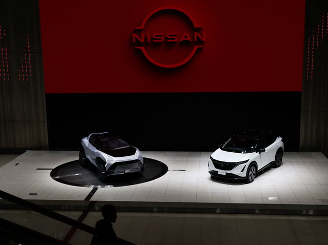 Cars are displayed at Nissan's showroom in the company's headquarters in Yokohama, Japan, March 11, 2025. REUTERS/Kim Kyung-Hoon/File Photo