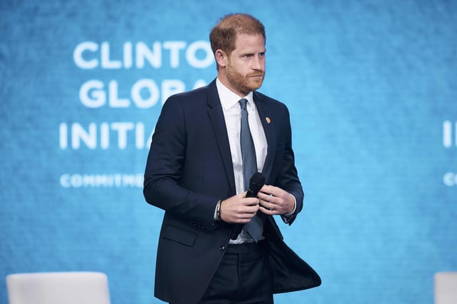 FILE - Britain's Prince Harry speaks during the Clinton Global Initiative, on Tuesday, Sept. 24, 2024, in New York. (AP Photo/Andres Kudacki, file)