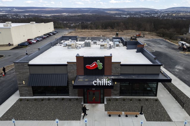 An Chili's restaurant under construction is seen in Dickson City, Pa., Tuesday, March 25, 2025. (AP Photo/Julia Demaree Nikhinson)