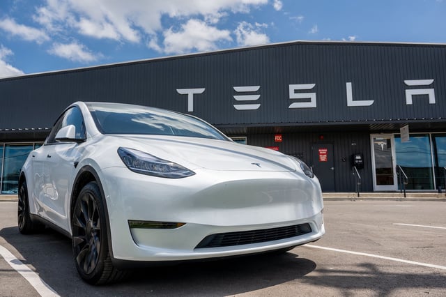AUSTIN, TEXAS - MAY 31: A Tesla Model Y is seen on a Tesla car lot on May 31, 2023 in Austin, Texas. Tesla's Model Y has become the world's best selling car in the first quarter of 2023. (Photo by Brandon Bell/Getty Images)