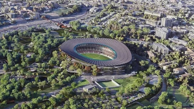 A rendering of the Brisbane Olympic Stadium, set to be built in Victoria Park, Brisbane, published on March 24, 2025.
