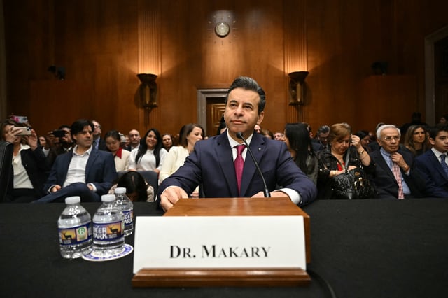 Martin Makary prepares to testify before the Senate Committee on Health, Education, Labor, and Pensions hearings on his nomination to be Food and Drugs Administration (FDA) Commissioner, on Capitol Hill in Washington, DC, on March 6, 2025. (Photo by SAUL LOEB / AFP) (Photo by SAUL LOEB/AFP via Getty Images)