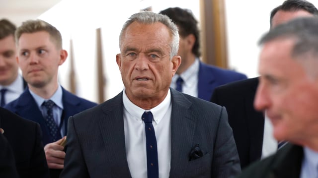 Robert F. Kennedy Jr., Secretary of Health and Human Services walks to a meeting with U.S. Sen. Bernie Sander (I-VT) in the Dirksen Senate Office Building on January 08, 2025 in Washington, DC.
