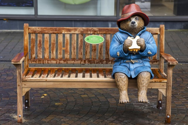 Paddington Bear Statue in Newbury, United Kingdom.