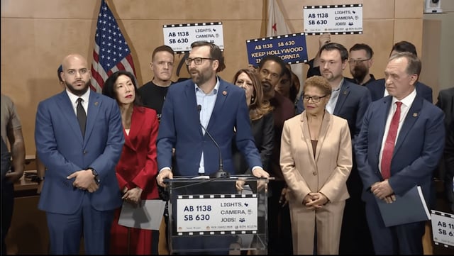 California State Sen. Ben Allen announces a pair of bills that will modernize the CA Film and TV Tax Credit Program. (Credit: California Assembly)