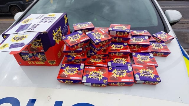 The chocolates were stuffed into the shoplifter’s jacket and a duffle bag