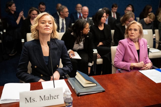 Katherine Maher of NPR and Paula Kerger of PBS prepare to testify before the House Oversight and Government Reform Subcommittee on Delivering on Government Efficiency on Wednesday.