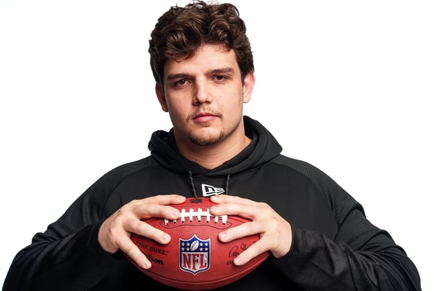 Offensive lineman Will Campbell of the LSU Tigers poses for a portrait at the Indiana Convention Center on February 27, 2025 in Indianapolis, Indiana.