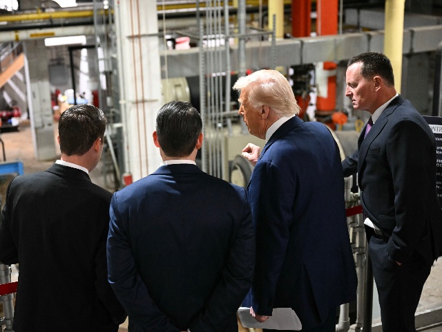 WASHINGTON, DC - MARCH 17: U.S. President Donald Trump views the power control room during a tour of the John F. Kennedy Center for the Performing Arts with Richard Grenell (R), President of The Kennedy Center Board of Trustees, Matt Floca, Vice President of Facilities for The Kennedy Center and Trustees Sergio Gor on March 17, 2025 in Washington, DC. After shunning the annual Kennedy Center Honors during his first term in the White House, Trump fired the center’s president, removed the bipartisan board of Biden appointees and named himself Chairman of the storied music, theater and dance institution. (Photo by Jim Watson-Pool/Getty Images)