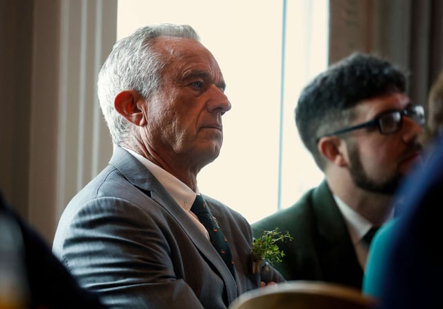Health and Human Services Secretary Robert F. Kennedy Jr. attends a St. Patrick's Day breakfast for Irish Taoiseach Micheál Martin at the vice president's residence on March 12, 2025, in Washington, D.C.