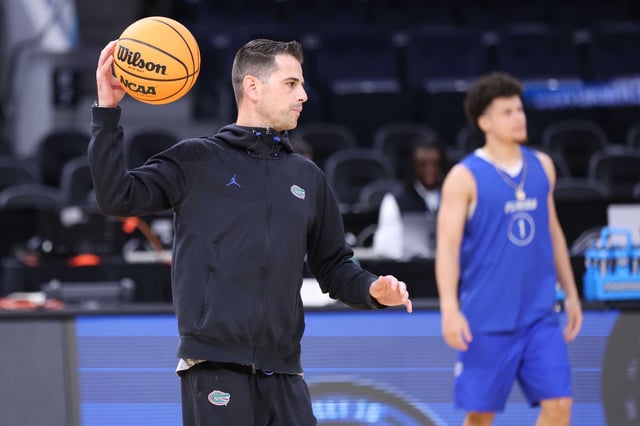 Florida head coach Todd Golden during practice at the NCAA men’s basketball West Regional at Chase Center in San Francisco on Wednesday.