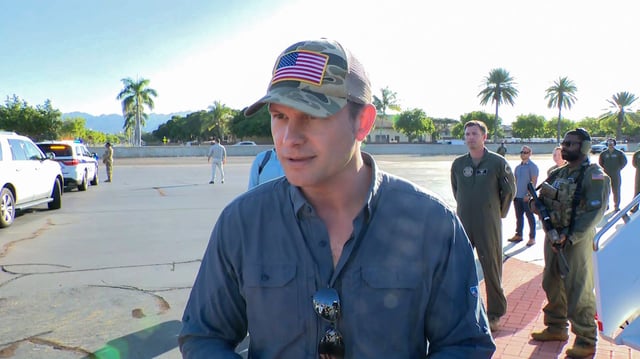 In this still from video, Secretary of Defense Pete Hegseth speaks to the press on March 26.