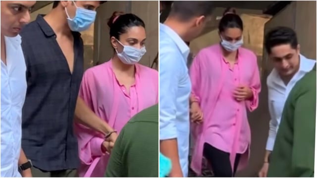Kiara Advani, in her recent look, showcased her chic maternity style in a pink top and black leggings.