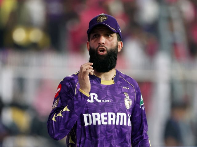 Cricket - Indian Premier League - IPL - Rajasthan Royals v Kolkata Knight Riders - Assam Cricket Association Stadium, Guwahati, India - March 26, 2025 Kolkata Knight Riders' Moeen Ali during the match REUTERS/Stringer