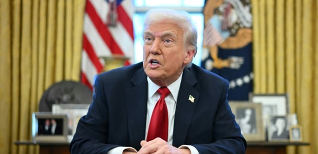 Le président américain Donald Trump annonce des droits de douane sur les automobiles, le 26 mars 2025 à Washington