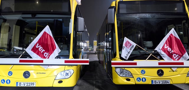 Die Busse bleiben im Depot: In Berlin hat Ver.di einen Warnstreik bis Freitag ausgerufen