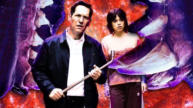 Paul Rudd and Jenna Ortega from Death of a Unicorn.