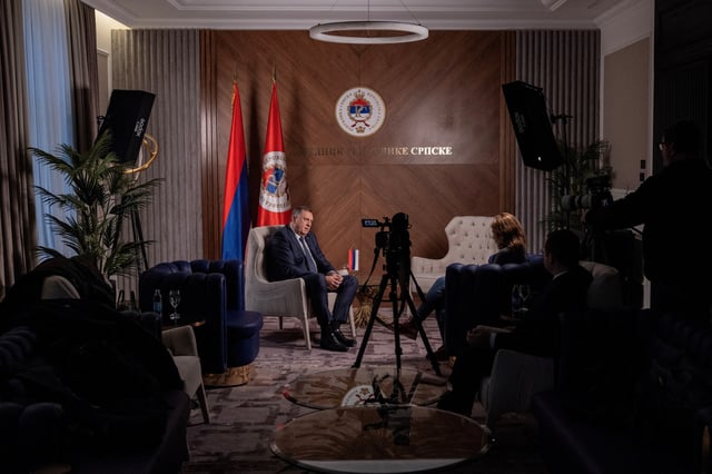 President of Republika Srpska (Serb Republic) Milorad Dodik speaks during an interview with Reuters in his office in Banja Luka, Bosnia and Herzegovina January 8, 2024. REUTERS/Marko Djurica/File Photo