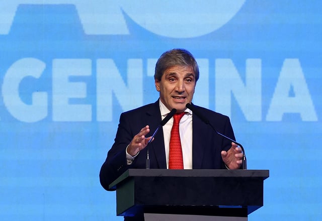 Argentina's Economy Minister Luis Caputo speaks during the CPAC (Conservative Political Action Conference) in Buenos Aires, Argentina December 4, 2024. REUTERS/Agustin Marcarian/File Photo