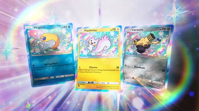 Shiny Wiglett, Pachirisu, and Varoom cards in Pokémon TCG Pocket.