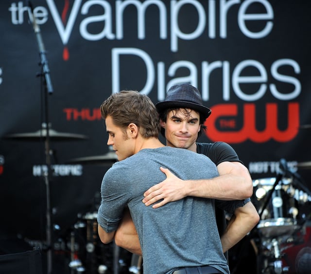 Actors Paul Wesley and Ian Somerhalder meet and greet fans at Vampire Diaries Season 2 Cast Tour at Hot Topic store at Sunset Place on October 23, 2010 in Miami, Florida.