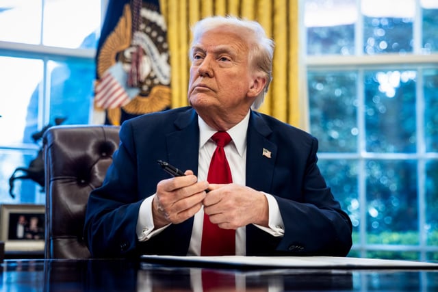 U.S. President Donald Trump in the Oval Office of the White House on March 26, 2025.