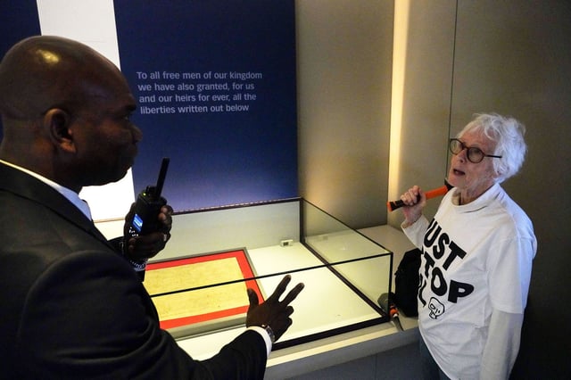 Two Just Stop Oil activists broke the security glass protecting the Magna Carta in London's British Library in May 2024.