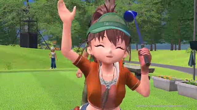 A girl cheering in Everybody's Golf Hot Shots.