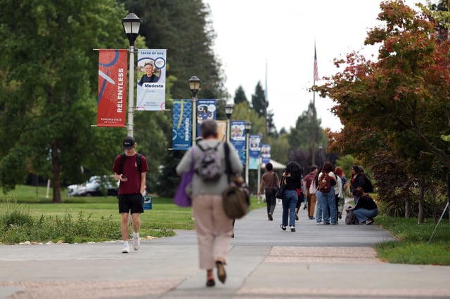 Sonoma State University in Rohnert Park is shown in September. The university is struggling with a nearly $24 million budget deficit.