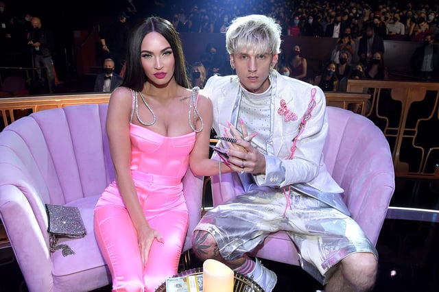 Megan Fox and Machine Gun Kelly attend the 2021 iHeartRadio Music Awards at The Dolby Theatre in Los Angeles, California, which was broadcast live on FOX on May 27, 2021.