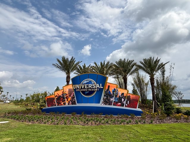 A digital Universal sign, seen at the entrance at Epic Blvd. on Monday, March 24, 2024, leads into Epic Universe, Universal’s newest park, which is scheduled to open on May 22. (Rich Pope, Orlando Sentinel)