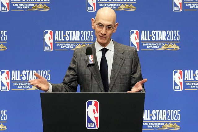 NBA Commissioner Adam Silver speaks to media at a press conference during 2025 NBA All-Star Weekend at Chase Center on February 15, 2025 in San Francisco, California.