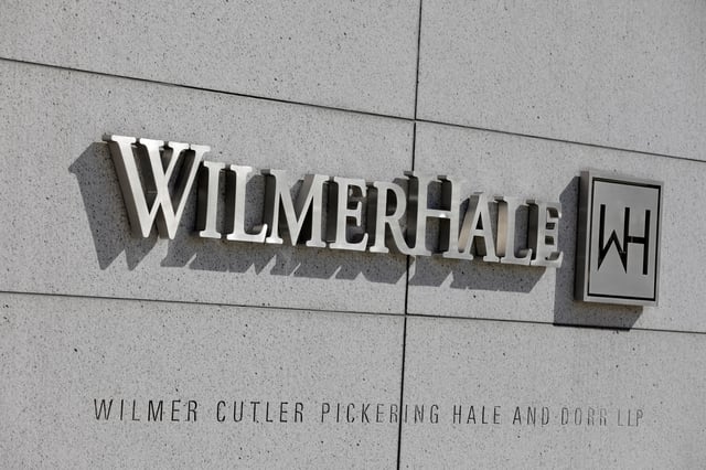 Signage is seen outside of the law firm WilmerHale in Washington, D.C., U.S., August 30, 2020. REUTERS/Andrew Kelly