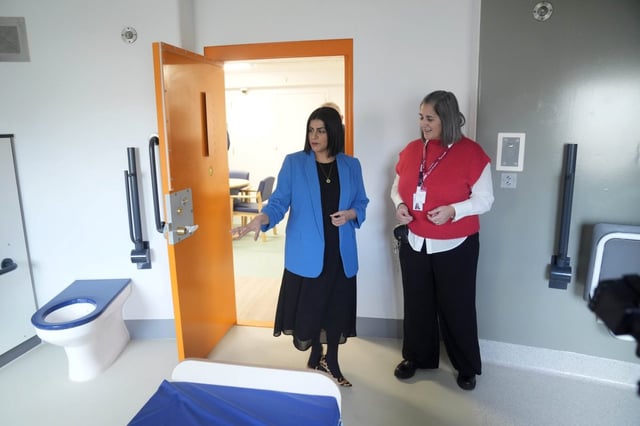 Justice Secretary Shabana Mahmood (left) being given a tour during the official opening of HMP Millsike (Photo: PA)