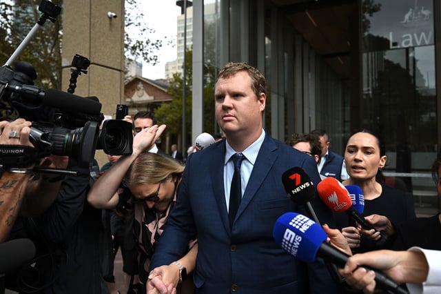 Kristian White leaves the Supreme Court of NSW, in Sydney, on Friday, March 28, 2025.