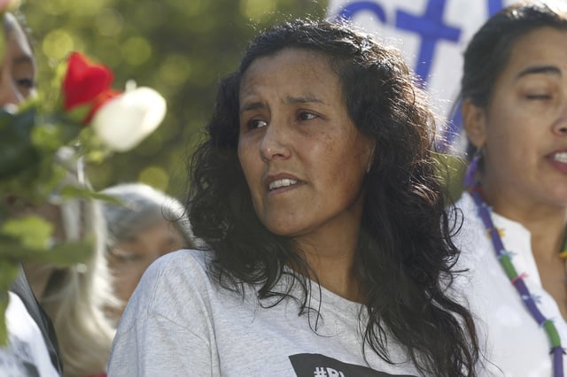 File - Jeanette Vizguerra, a Mexican immigrant who has lived in a church to avoid immigration authorities for the past three months, speaks after leaving the church early Friday, May 12, 2017, in downtown Denver.(AP Photo/David Zalubowski, File)
