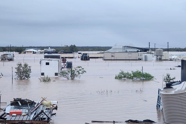 In a supplied image obtained on Thursday, March 27, 2025, flooding is seen after record rainfall in Adavale, Queensland. An outback town is being evacuated as widespread flooding impacted a sodden state, with no relief in sight.