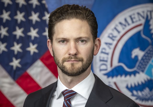 This image provided by the Department of Homeland Security shows Philip Hegseth at DHS headquarters in Washington, Feb. 24, 2025.
