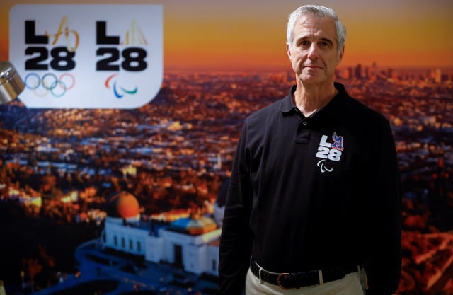 2028 Los Angeles Olympics organising committee CEO Reynold Hoover poses for a photo as he attends an interview with Reuters in Paris, France September 6, 2024. REUTERS/Christian Hartmann/File Photo