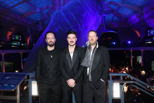 NEW YORK, NEW YORK - NOVEMBER 30: (L-R) Ben Lovett, Marcus Mumford, and Ted Dwane of Mumford & Sons attend the American Museum of Natural History's 2023 Museum Gala at the American Museum of Natural History on November 30, 2023 in New York City. (Photo by Mike Coppola/Getty Images for the American Museum of Natural History )