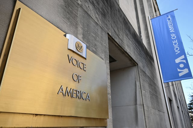 A view of Voice of America (VOA) news service center.