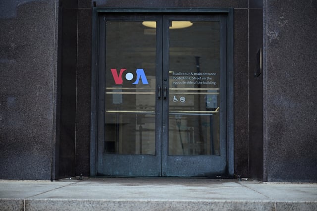 A view of the Voice of America (VOA) building, a day after more than 1,300 of the employees of the media broadcaster, which operates in almost 50 languages, were placed on leave in Washington, D.C., U.S. March 16, 2025.