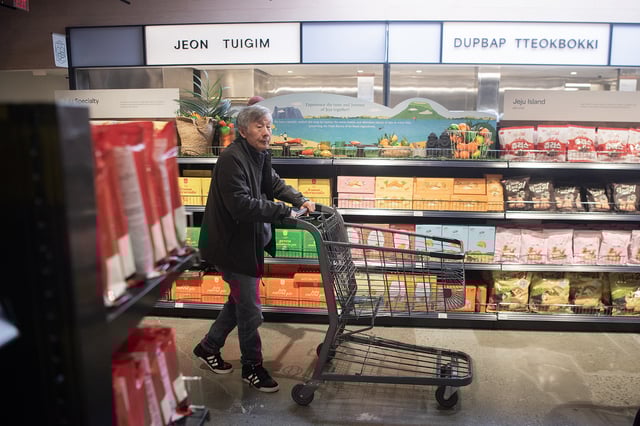 A shopper peruses the aisles at Jagalchi market in Daly City, on Friday, March 28, 2025. 