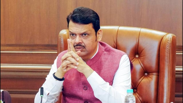 Mumbai, Mar 24 (ANI): Maharashtra Chief Minister Devendra Fadnavis chairs a review meeting regarding pending MahaPareshan projects, at Vidhan Bhavan in Mumbai on Monday. (ANI Photo) (CMO Maharashtra X)