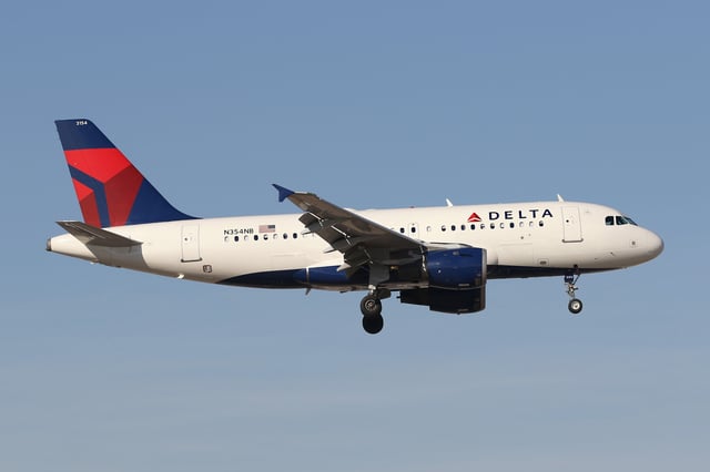 A Delta Airlines Airbus A319 at McCarran International Airport, Las Vegas, on Jan. 14, 2020.