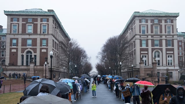 Student Workers of Columbia union members protest Columbia University’s recent policy changes and call for protection of international students, restoration of funding, and academic freedom at Columbia University in New York City, U.S. March 24, 2025. 