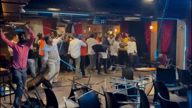 Kamra’s parody song did not directly identify anyone but offended the workers of Eknath Shinde’s Shiv Sena faction. They vandalised Habitat studio in Khar following its release of the song (PTI)