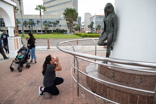Fans are able to visit a memorial statue of Selena in Corpus Christi, Texas.